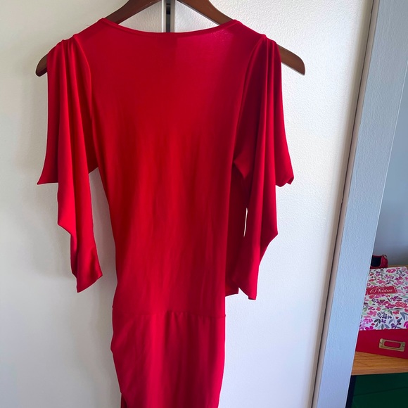 Stretch Sexy Plunge-neckline Red Dress - Picture 2 of 9